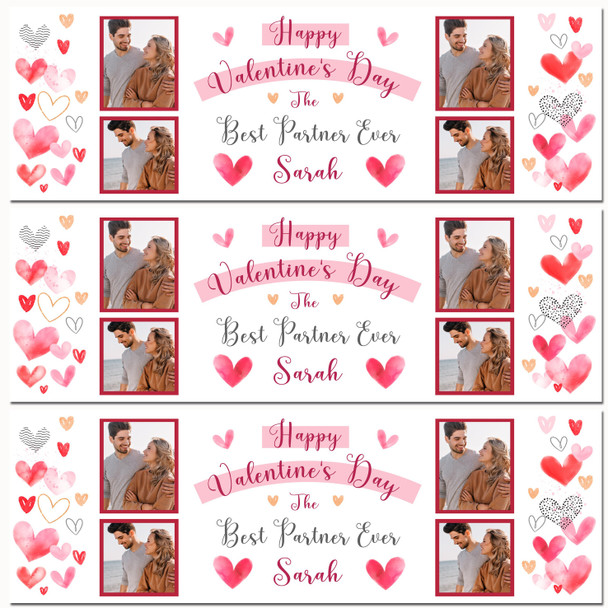 Personalised Party Banner For Valentine's Day Partner Photo Love Hearts
