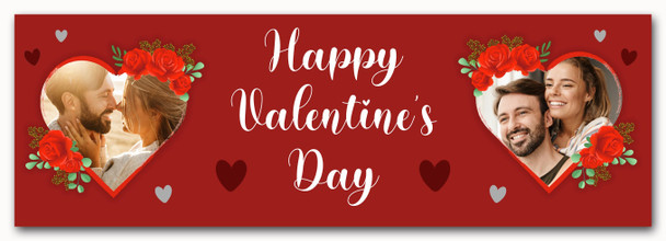 Personalised Party Banner For Valentine's Day Photo Red Rose Heart