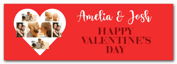 Personalised Party Banner For Valentine's Day Photo White Heart Red