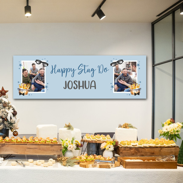 Personalised Party Banner For Stag Do Photo Blue Beer Sunglasses
