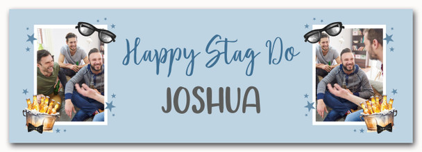 Personalised Party Banner For Stag Do Photo Blue Beer Sunglasses