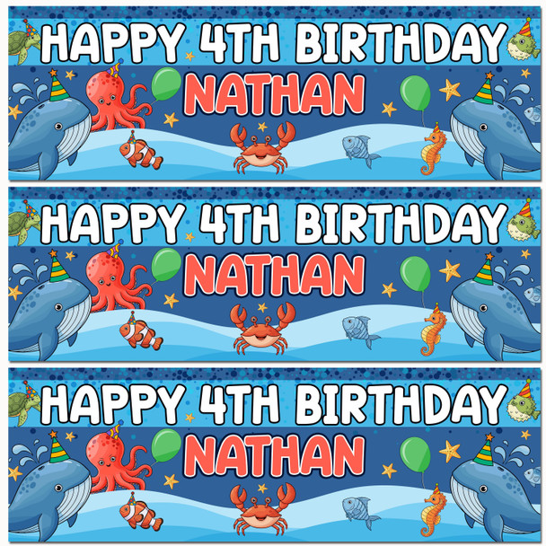 Personalised Party Banner For Kids Birthday Kids Birthday Under The Sea