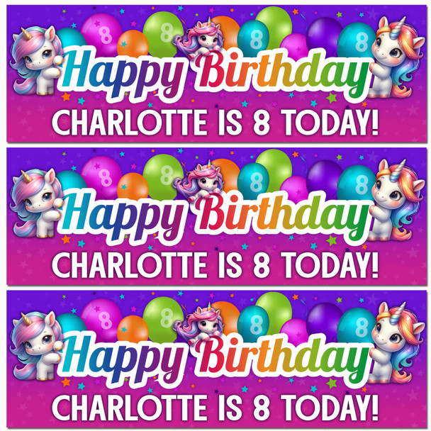Personalised Party Banner For Kids Birthday Unicorns
