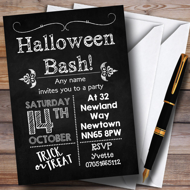 Chalk Style Vintage Customised Halloween Party Invitations