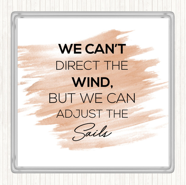 Watercolour Adjust The Sails Quote Coaster