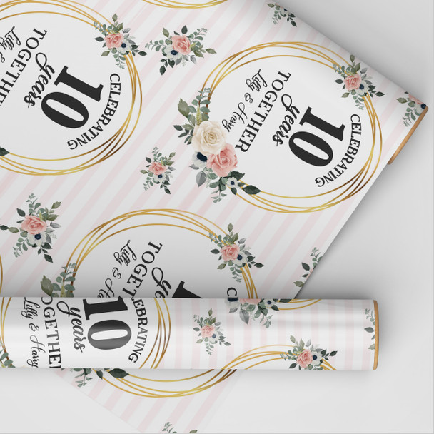 Personalised Wrapping Paper Wedding Anniversary Any Year Custom Gift Wrap