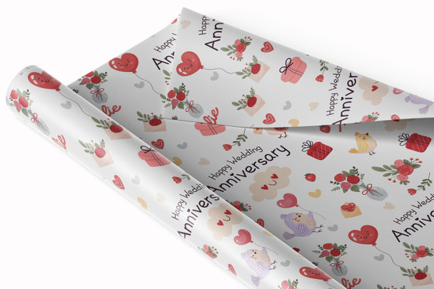 Personalised Wrapping Paper Wedding Anniversary Birds Custom Gift Wrap