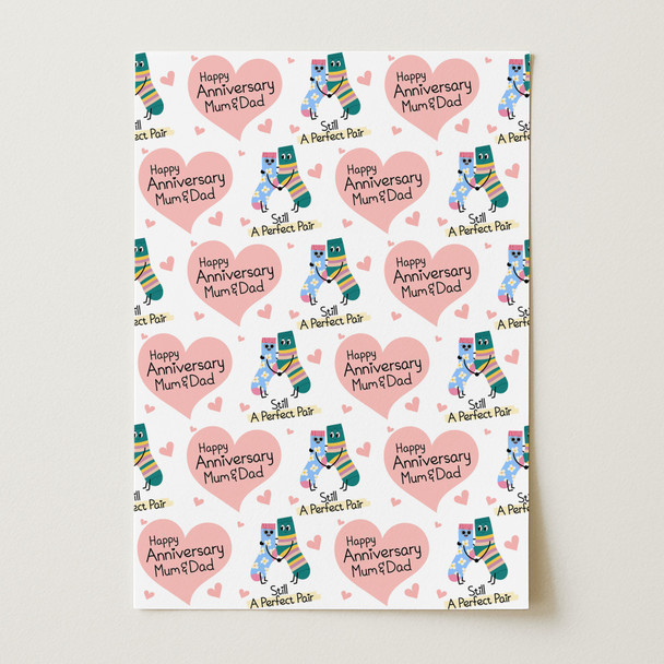 Personalised Wrapping Paper Wedding Anniversary Socks Couple Custom Gift Wrap