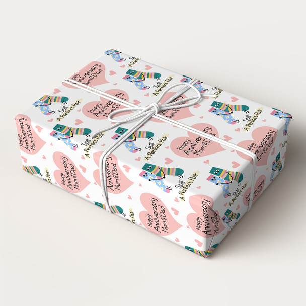 Personalised Wrapping Paper Wedding Anniversary Socks Couple Custom Gift Wrap
