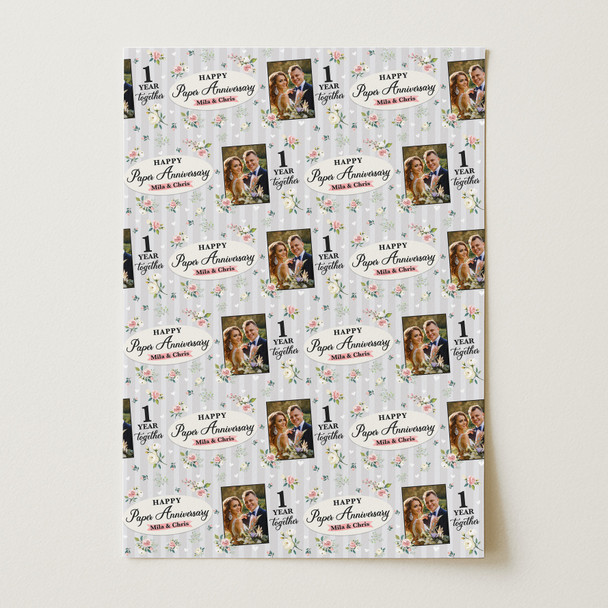 Personalised Wrapping Paper 1st Paper Wedding Anniversary Photo Gift Wrap