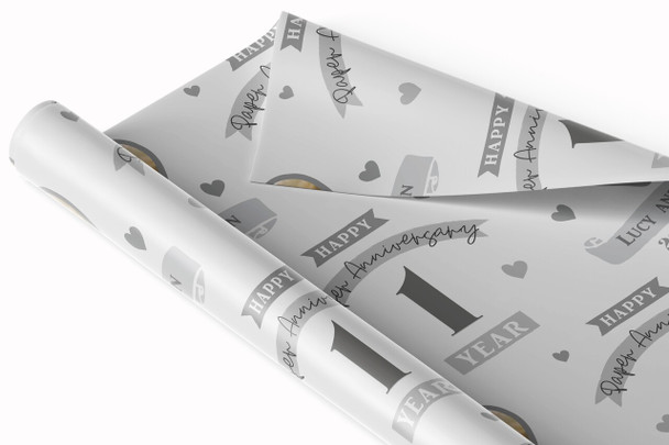 Personalised Wrapping Paper 1st Wedding Anniversary 1 Year Photo Paper Heart
