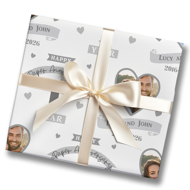 Personalised Wrapping Paper 1st Wedding Anniversary 1 Year Photo Paper Heart