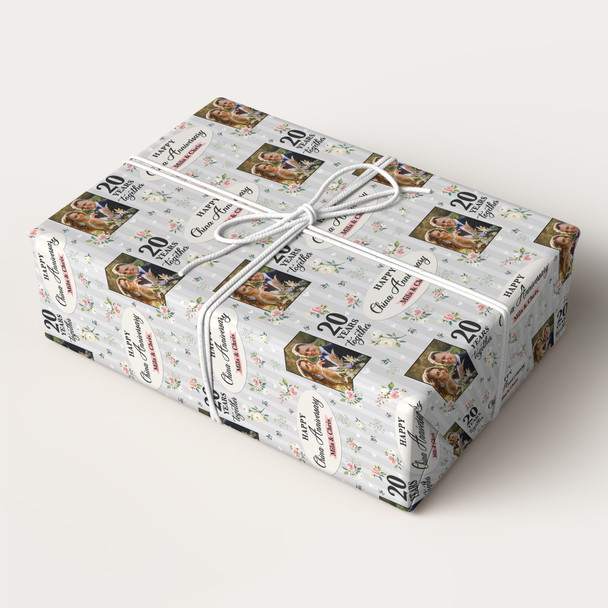 Personalised Wrapping Paper 20th China Wedding Anniversary Photo Gift Wrap