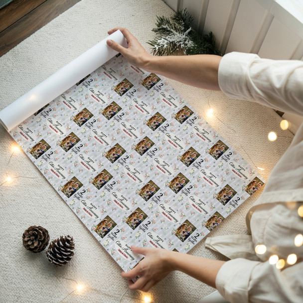 Personalised Wrapping Paper 2nd Cotton Wedding Anniversary Photo Gift Wrap