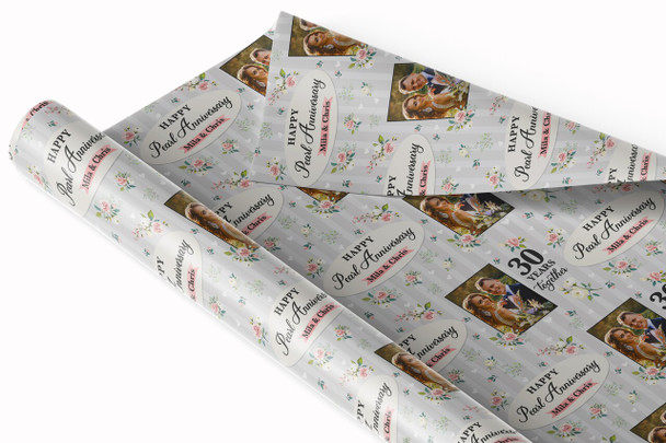 Personalised Wrapping Paper 30th Pearl Wedding Anniversary Photo Gift Wrap