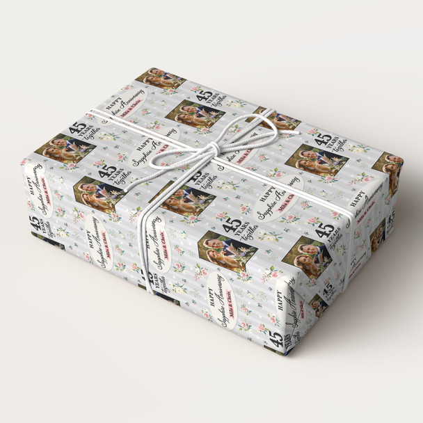 Personalised Wrapping Paper 45th Sapphire Wedding Anniversary Photo Gift Wrap