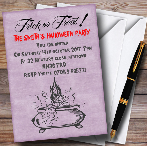 Purple Customised Halloween Party Invitations