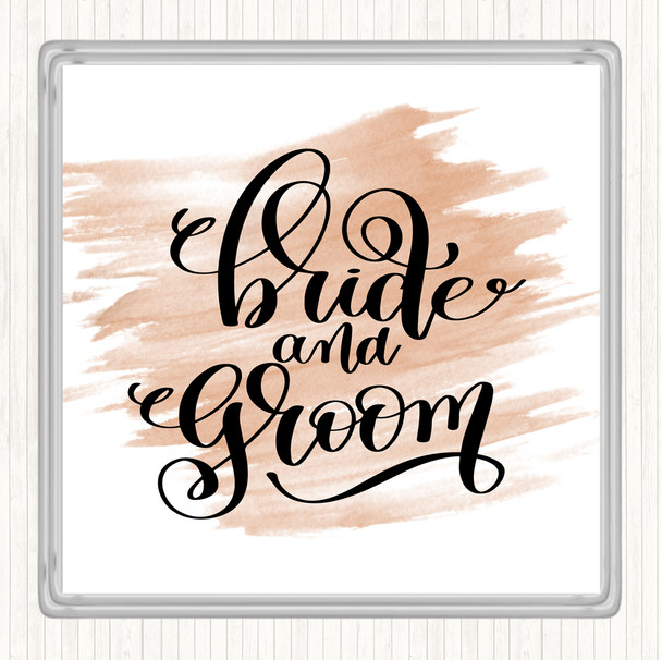 Watercolour Bride & Groom Quote Coaster