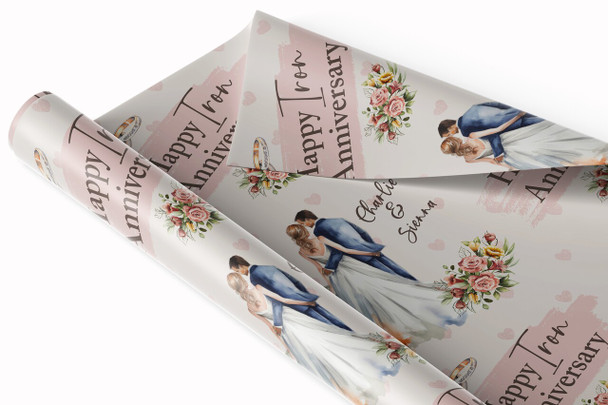 Personalised Wrapping Paper 6th Iron Wedding Anniversary Couple Gift Wrap