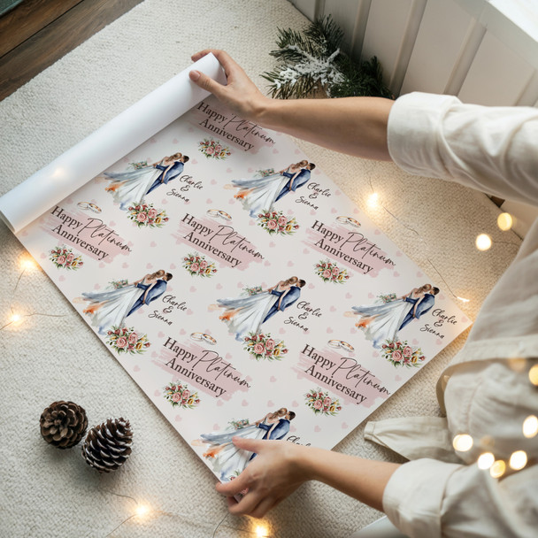 Personalised Wrapping Paper 70th Platinum Wedding Anniversary Wedding Couple