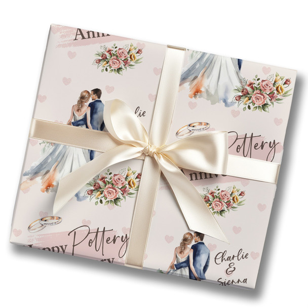 Personalised Wrapping Paper 9th Pottery Wedding Anniversary Wedding Couple
