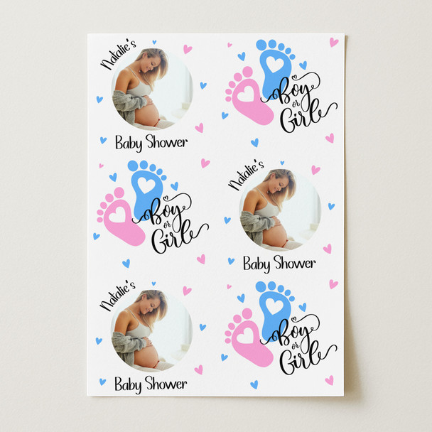 Personalised Wrapping Paper Baby Shower Feet Boy Or Girl Photo Gender Reveal