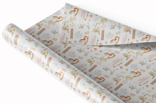 Personalised Wrapping Paper Baby Shower Stork Custom Gift Wrap