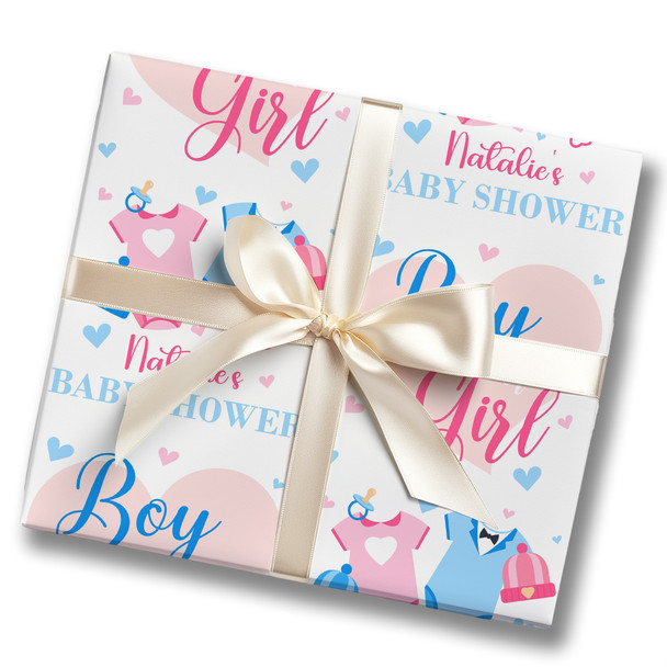 Personalised Wrapping Paper Baby Shower Boy Girl Gender Reveal Custom Gift Wrap