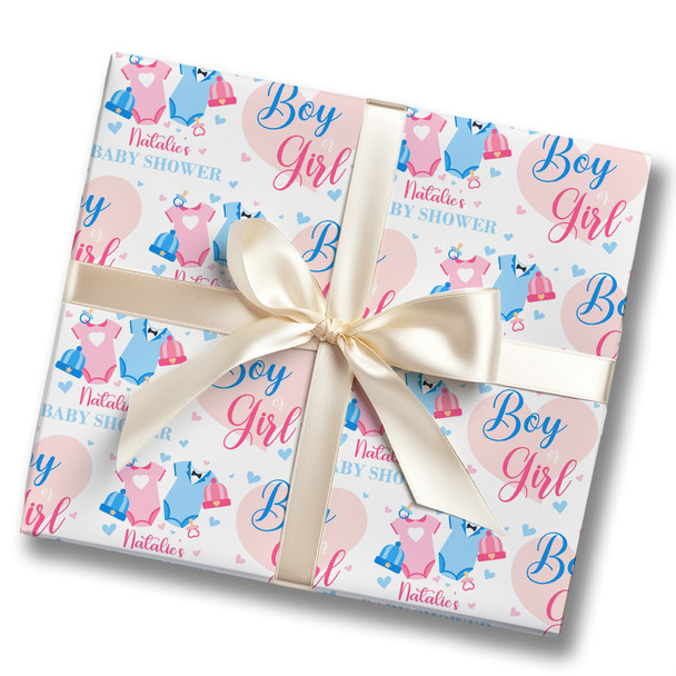 Personalised Wrapping Paper Baby Shower Boy Or Girl Gender Reveal Gift Wrap