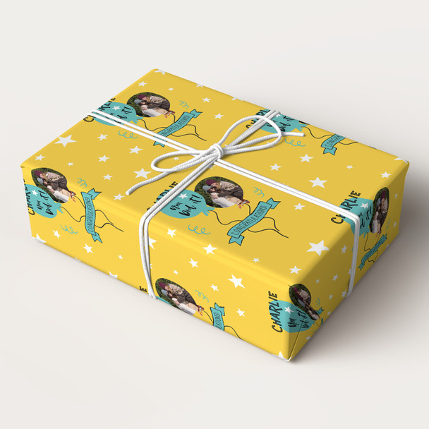 Personalised Wrapping Paper Congratulations Photo You Did It Balloons Yellow