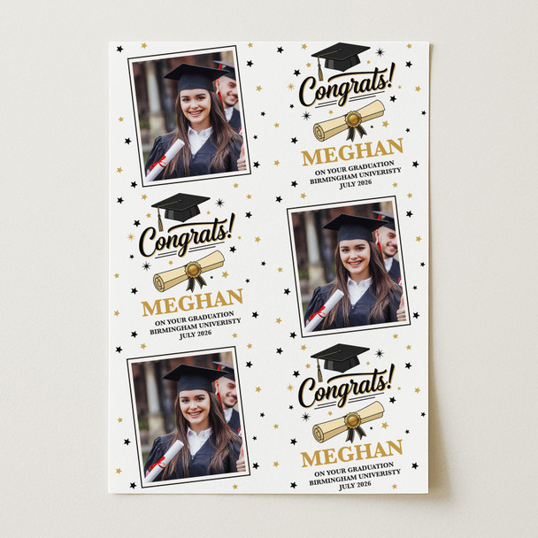 Personalised Wrapping Paper Graduation Congrats Graduation Hat Photo Gift Wrap