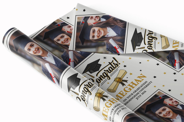 Personalised Wrapping Paper Graduation Congrats Graduation Hat Photo Gift Wrap