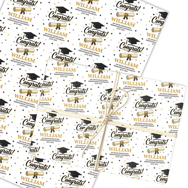 Personalised Wrapping Paper Graduation Congrats Custom Gift Wrap
