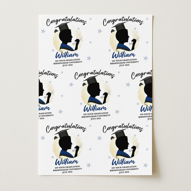 Personalised Wrapping Paper Graduation Male Him Graduation Hat Custom Gift Wrap