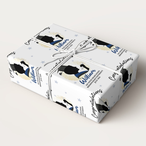 Personalised Wrapping Paper Graduation Male Him Graduation Hat Custom Gift Wrap