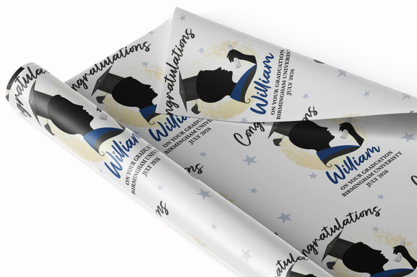 Personalised Wrapping Paper Graduation Male Him Graduation Hat Custom Gift Wrap