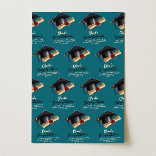 Personalised Wrapping Paper Graduation Male Him Custom Gift Wrap