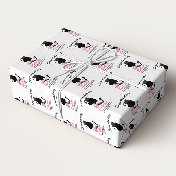 Personalised Wrapping Paper Graduation Pink Female Her Graduation Hat Gift Wrap