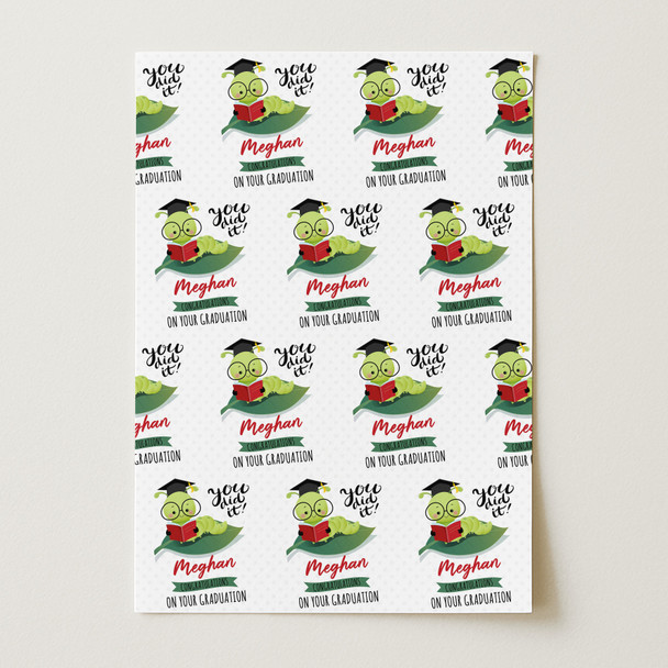 Personalised Wrapping Paper Graduation You Did It Bug Wearing Glasses Gift Wrap