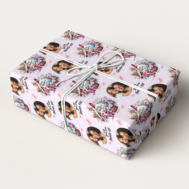 Personalised Wrapping Paper Mother's Day Floral Basket Photo Custom Gift Wrap