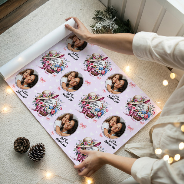 Personalised Wrapping Paper Mother's Day Flower Basket Photo Custom Gift Wrap