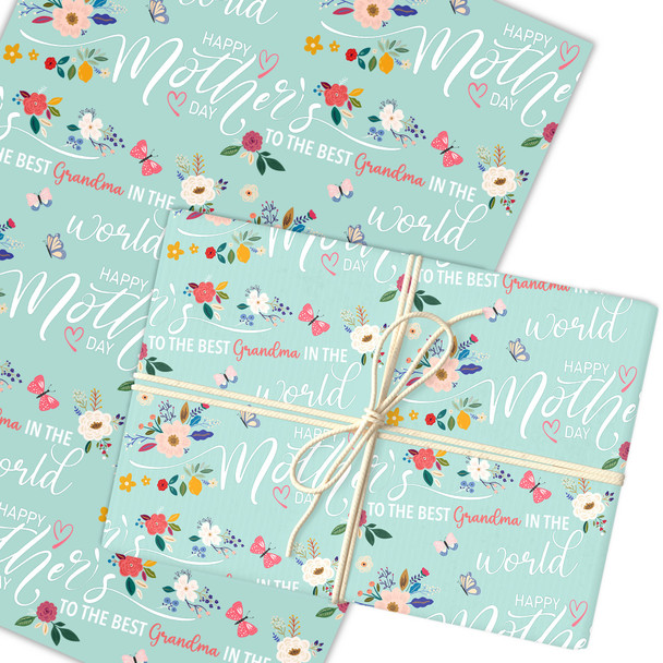 Personalised Wrapping Paper Mother's Day Grandma Green Custom Gift Wrap