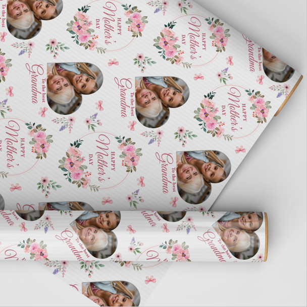 Personalised Wrapping Paper Mother's Day Grandma Pink Heart Photo Gift Wrap
