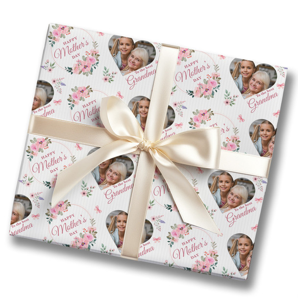 Personalised Wrapping Paper Mother's Day Grandma Pink Heart Photo Gift Wrap