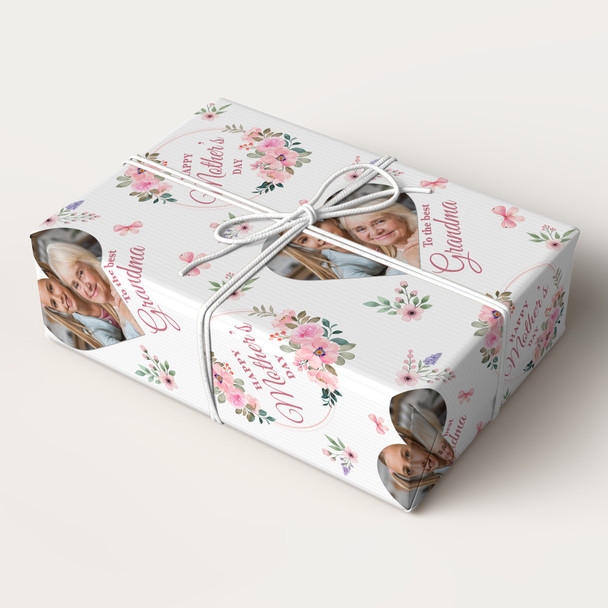 Personalised Wrapping Paper Mother's Day Grandma Pink Heart Photo Gift-Wrap