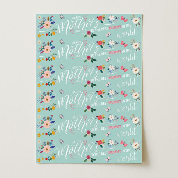 Personalised Wrapping Paper Mother's Day Mum Mint Custom Gift Wrap