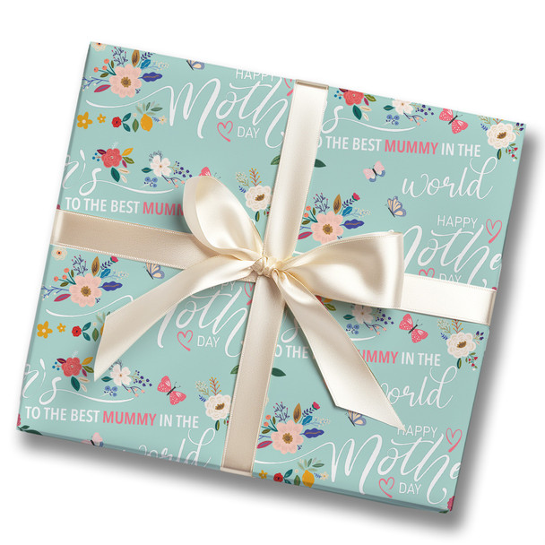 Personalised Wrapping Paper Mother's Day Mummy Floral Mint Custom Gift Wrap