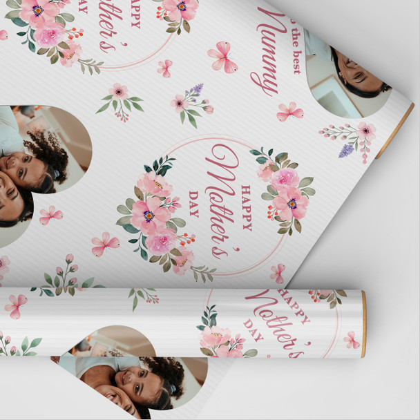 Personalised Wrapping Paper Mother's Day Mummy Pink Flower Heart Photo Gift Wrap