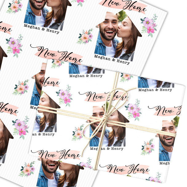 Personalised Wrapping Paper New Home Floral House Photo Custom Gift Wrap