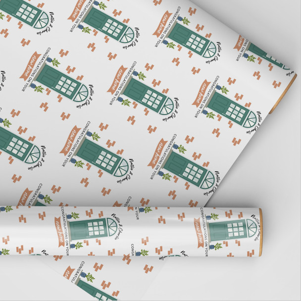 Personalised Wrapping Paper New Home Green Door Custom Gift Wrap